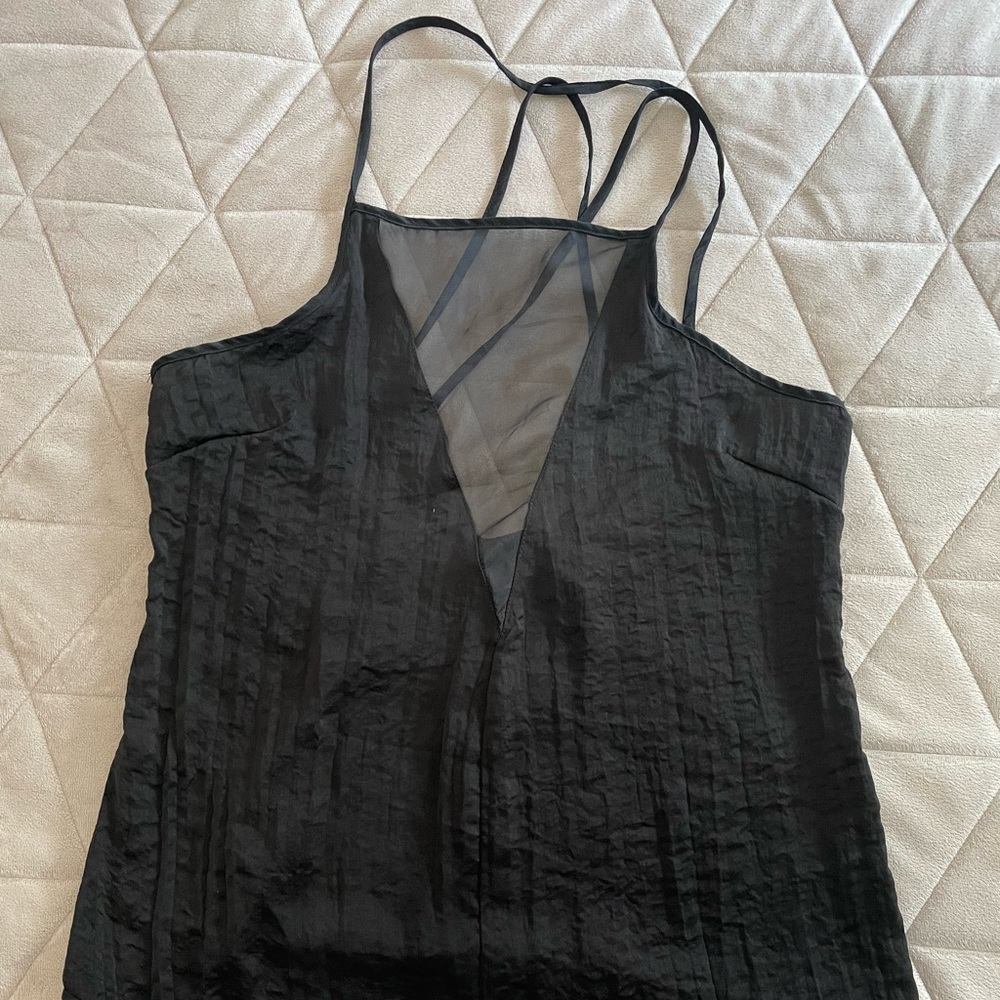 Black basic silk top